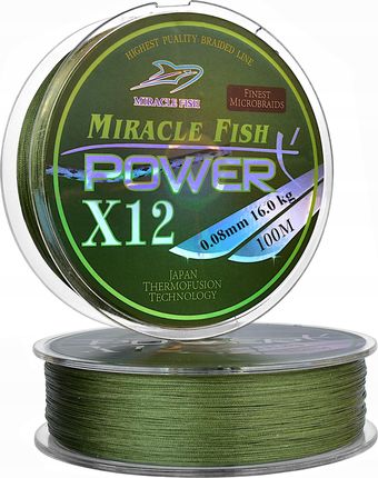 Miracle Fish Plecionka 12 Splotowa Power 0,08Mm/ 16,0Kg Zielona (PLECIONKAPOWERX12008MMZIELONA)