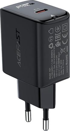 Acefast Ładowarka sieciowa GaN USB Typ C 30W PD QC 3.0 AFC FCP Czarny A21