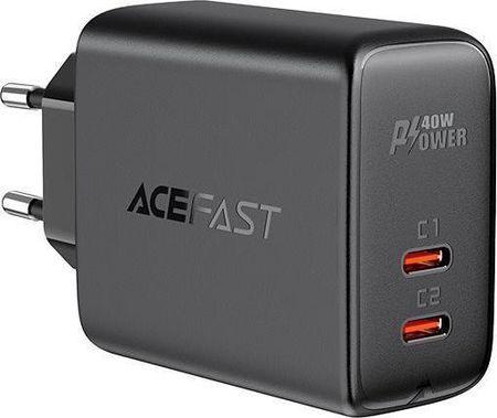 Acefast Ładowarka sieciowa 2x USB Typ C 40W PPS PD QC 3.0 AFC FCP Czarny A9
