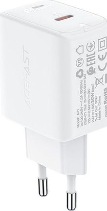 Acefast Ładowarka sieciowa GaN USB Typ C 30W PD QC 3.0 AFC FCP Biały A21