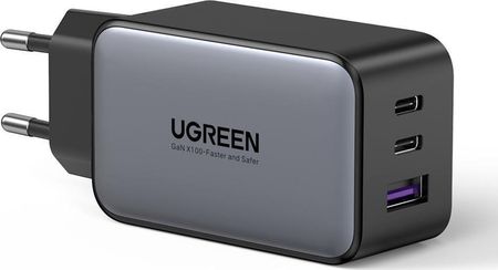 Ugreen Ładowarka sieciowa GaN 2x USB Typ C / 1x 65W Power Delivery szary (10335) (UGR1203BLK)