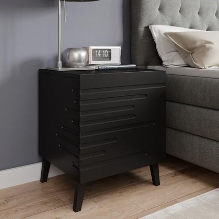 High Glossy Furniture Komplet Szafek Nocnych Ikon 44cm 1 Szuflada Czarny Mat