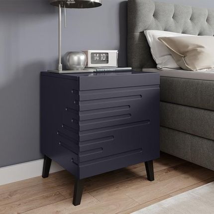 High Glossy Furniture Komplet Szafek Nocnych Ikon 44cm 1 Szuflada Granatowy Mat