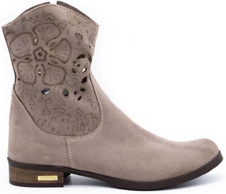 Buty Olivier Wygodne Botki Skóra Ażurowe Jess Ciemny Beżowy 40