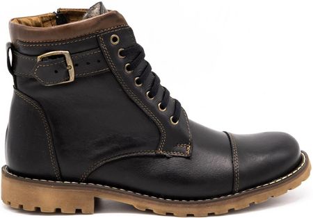 Buty Olivier Męskie Śniegowce Skórzane 910Mp Czarne Z Brązem 47