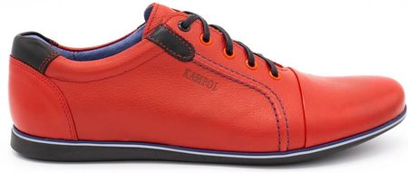 Kampol Buty Męskie Skórzane Casual 39/39Kam Czerwone 45