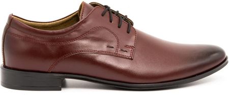 Buty Olivier Buty Męskie Wizytowe Skórzane 277 Bordowe 37
