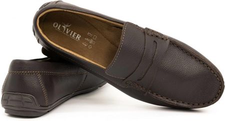 Buty Olivier Mokasyny Męskie Skórzane 894Ma Brązowe 41 - zdjęcie 4