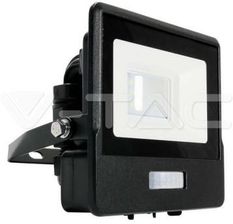 Zdjęcie V-Tac naświetlacz LED z czujnikiem ruchu i mufą kablową 10W 735lm 6500K czarny 20258 (VT20258) - Ryglice