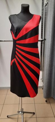 Czarno – Czerwona Elegancka Sukienka
