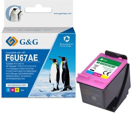 G&G KOMPATYBILNY INK / TUSZ Z F6U67AE, CMY, 18ML, ML NH-R302XLCMY, DLA HP DESKJET 1110, 2130, 3630, 3632