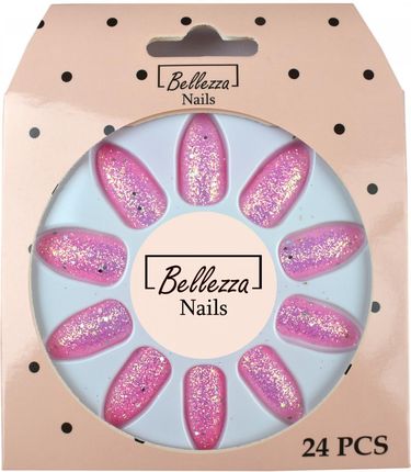 Bellezza Nails Tipsy Paznokcie Sztuczne Brokatowe 24 Szt. Zc15