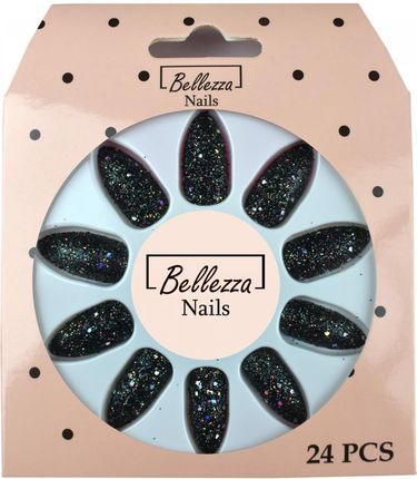 Bellezza Nails Tipsy Paznokcie Sztuczne Brokatowe 24 Szt. Zc21