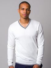 Zdjęcie Biały Sweter Z Kontrastami - Małogoszcz