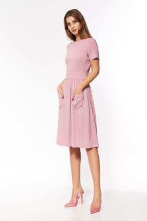 Różowa wiskozowa sukienka bez pleców S203 Pink