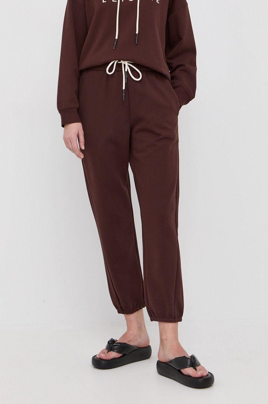 Max Mara Leisure spodnie damskie kolor brązowy gładkie