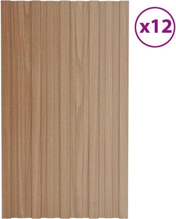 Vidaxl Panele dachowe 12 szt. stal kolor jasnego drewna 80x45cm 317207