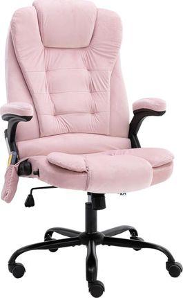 Krzesło biurowe vidaXL vidaXL Masujące krzesło biurowe, różowe, tapicerowane aksamitem