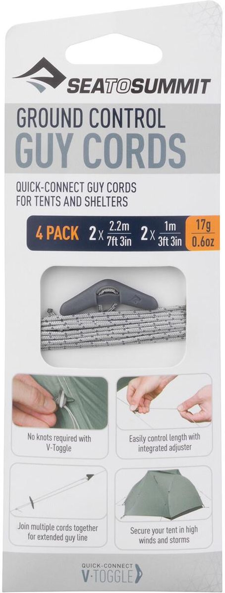 Sea To Summit Ground Control – Lot De 4 Haubans De Tente, Réglables