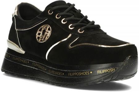 Skórzane sneakersy damskie Filippo DP3558/22 BK czarne