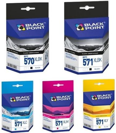 Black Point PGI570GBK XL CLI-571C/M/Y/K MULTIPAK - tusze do Canon Pixma: MG5750, MG5751, MG5752, MG5753, MG6850, MG6851, MG6852, MG685 (BPC570XLB57