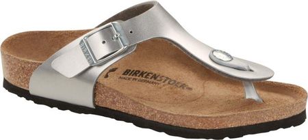 Japonki Birkenstock Gizeh electric metallic silver wąskie 1019192