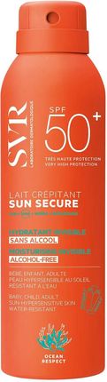 SVR SUN SECURE SPF50+ Lait Crépitant Hydratant Invisible Sans Alcool mleczna pianka ochronna 200ml