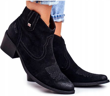 Damskie Botki Kowbojki Big Star GG274329 Zamsz 38 - Ceny i