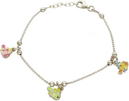Diament Srebrna bransoleta dla dziewczynek kolorowe rybki (AR0122367)