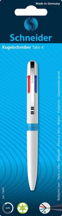 Schneider Długopis Automatyczny Take 4, M, 4 Kolory Wkładu, Blister, Mix Kolorów