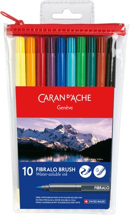 Caran D'Ache Flamastry Fibralo Brush 10 Kolorów W Plastikowym Etui