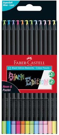 Faber-Castell Kredki Black Edition 12 Kolorów Pastelowych I Neonowych