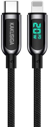 Kaku Kabel USB Typ C - Apple Lightning 20W 1,2m Wyświetlacz LED Szybkie Ładowanie i Przesyłanie Danych Kakusiga Digital Display Fast