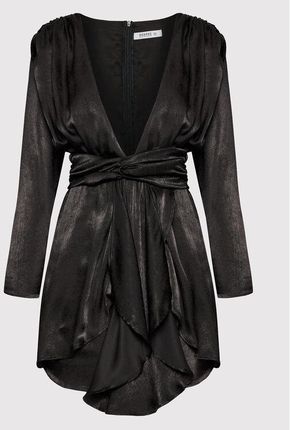 DeeZee Sukienka koktajlowa More Satin 3FB036 Czarny Regular Fit
