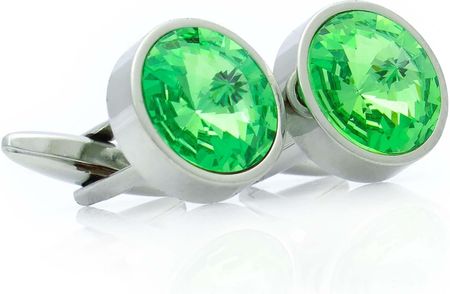 Okrągłe spinki z zielonymi kryształami M2