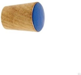 Gałka Meblowa Simple Cone Drewniana Emaliowana Ciepły Niebieski Olej Bezbarwny Półmat 6856
