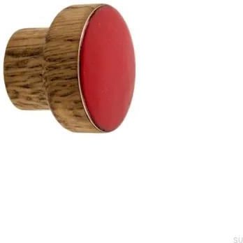 Gałka Meblowa Simple Drewniana Emaliowana Czerwona Olej Przyciemniający 6890