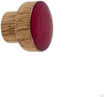 Gałka Meblowa Simple Drewniana Emaliowana Ciemny Czerwony Olej Przyciemniający 6896