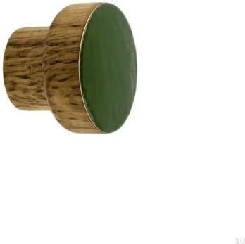 Gałka Meblowa Simple Drewniana Emaliowana Ciemna Zielona Olej Przyciemnający 6905