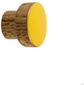 Gałka Meblowa Simple Drewniana Emaliowana Żółta Olej Przyciemniający 6913