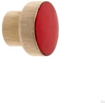 Gałka Meblowa Simple Drewniana Emaliowana Czerwona Olej Biały 6929