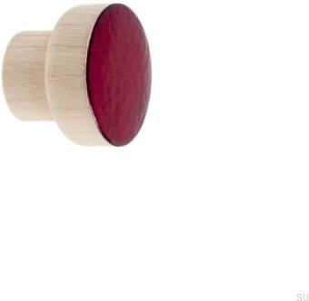 Gałka Meblowa Simple Drewniana Emaliowana Ciemny Czerwony Olej Biały 6935