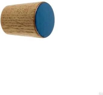 Gałka Meblowa Simple Cone Drewniana Emaliowana Chłodny Niebieski Olej Bezbarwny Półmat 7503