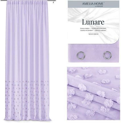 Amelia Home Firana Firanka Lunare Pleat Lavender 140X250 403376