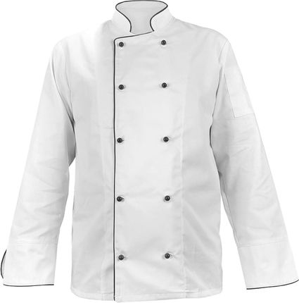 M&C Bluza Kucharska Kitel Biały Z Czarną Lamówką Długi Rękaw L