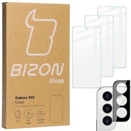 Bizon Szkło Hartowane Glass Clear 3Szt. + Obiektyw Galaxy S22