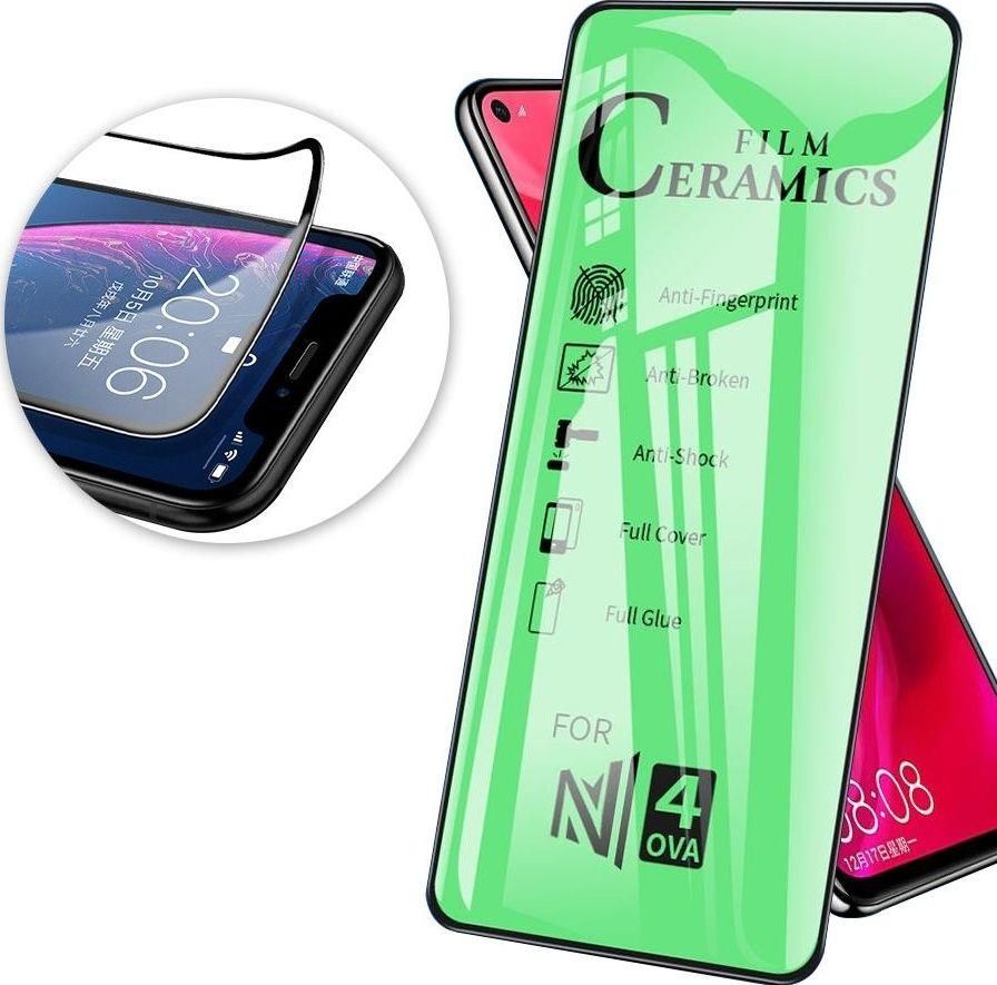 Flexible Ceramic Glass Screen Protector For Huawei P30 Pro - Hydrogel, Curved Edge, Black Frame