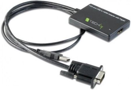 Techly adapter konwerter HDMI F/ VGA M + audio
