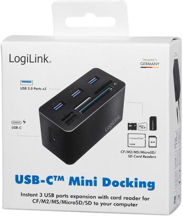 Logilink Stacja dokująca USB3.2 8-portów, mini Czarna (CR0046)