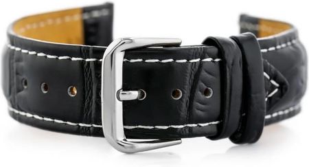 Pasek skórzany do zegarka W102L czarny/biały - 18mm
